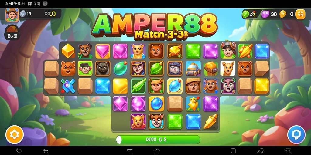 Gameplay Match-3 yang penuh warna dan menyenangkan dari AMPER88.