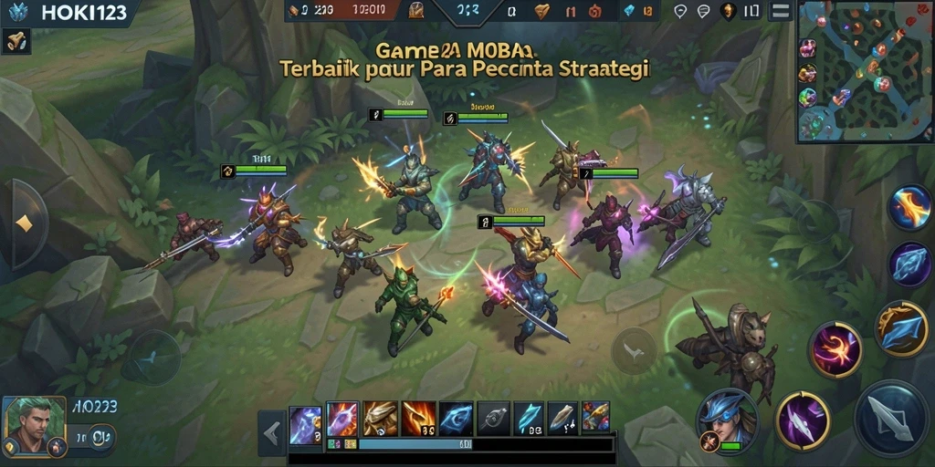 Tangkapan layar HOKI123 menampilkan aksi pertempuran MOBA yang mendebarkan.