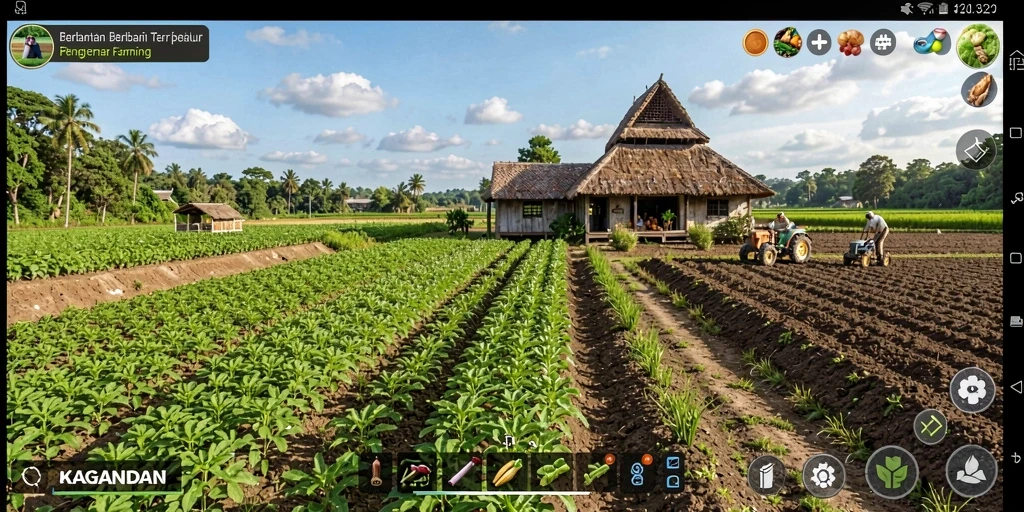 Gameplay KAGANDAN menampilkan pengalaman bertani yang interaktif.