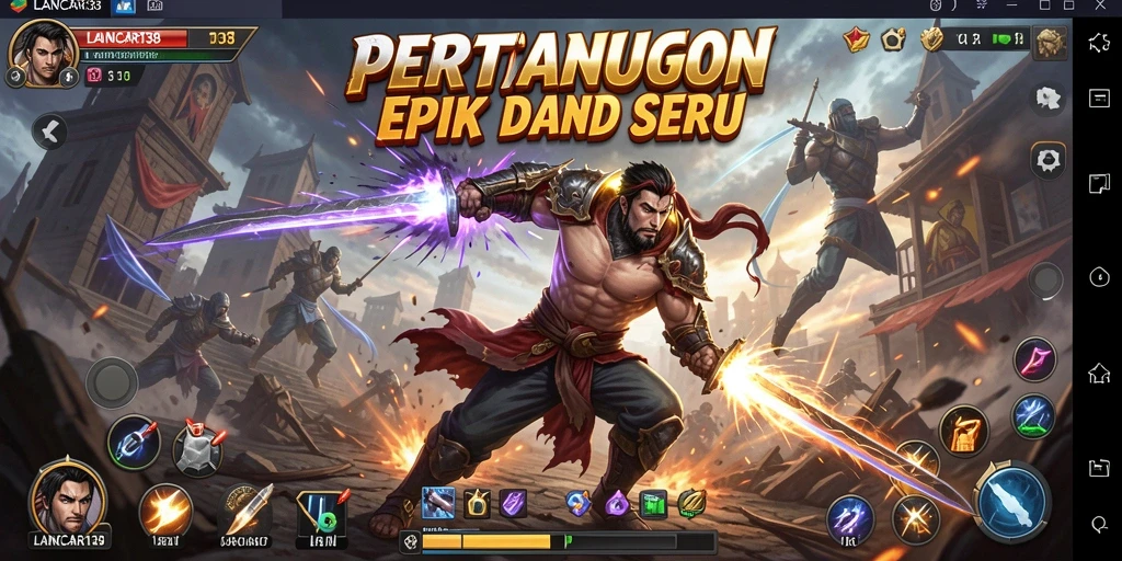 Gameplay LANCAR138 yang mendebarkan di arena pertarungan.