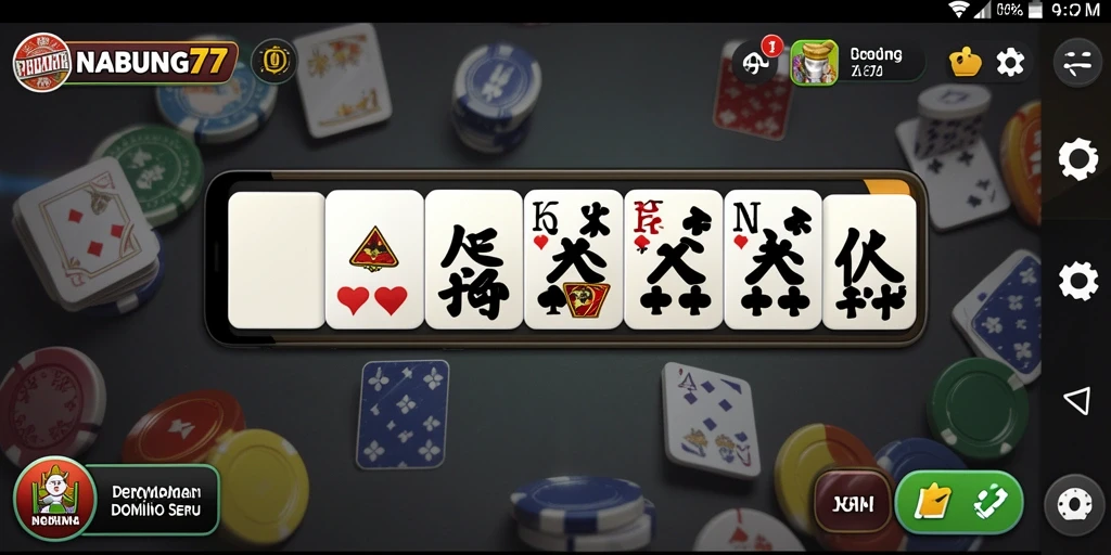 Screenshot gameplay NABUNG77 yang menampilkan aksi domino yang seru.