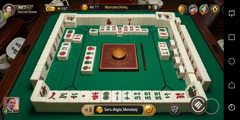 Screenshot gameplay RK77 menampilkan keseruan bermain Mahjong.