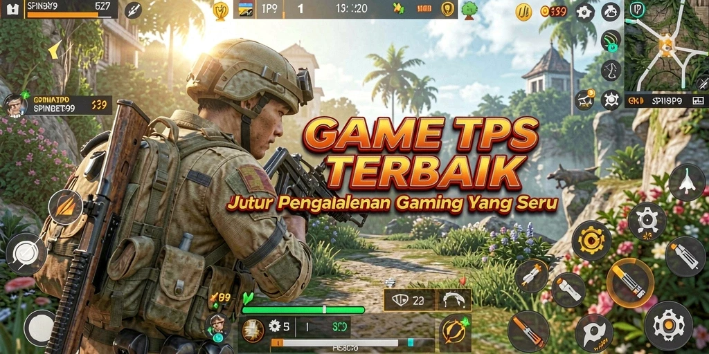 Screenshot menunjukkan aksi seru gameplay SPINBET99 dalam pertempuran TPS.