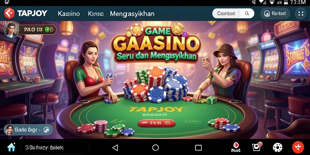 TAPJOY menampilkan gameplay Kasino yang menarik dan penuh warna.