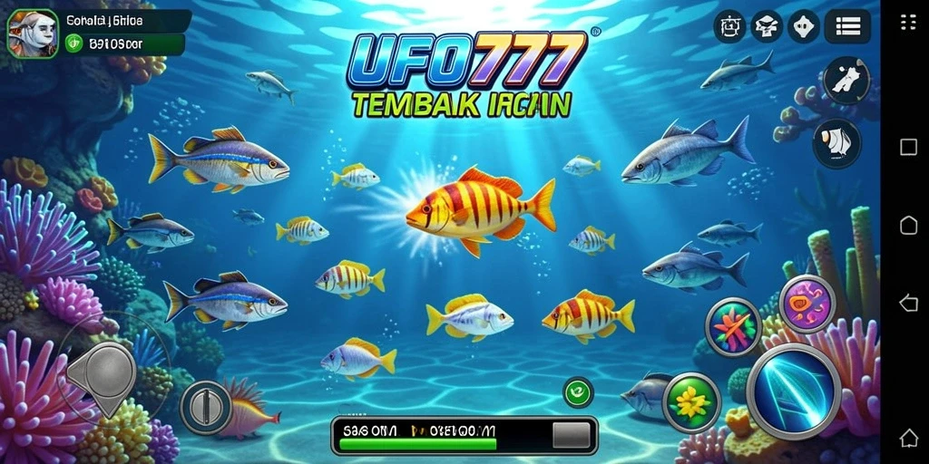 Tampilan gameplay menarik dari UFO777 dengan banyak ikan untuk ditembak.